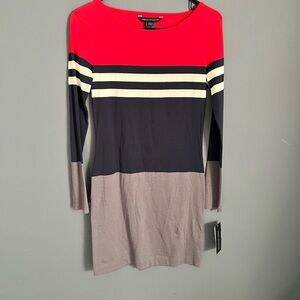 New FRENCH CONNECTION Women's Size 6 Color Block Stripe Long Sleeve Dress